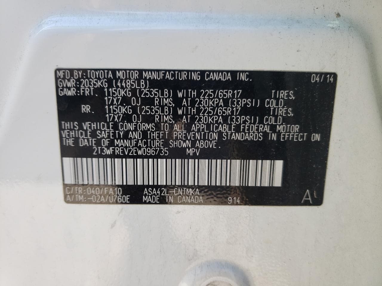 2014 TOYOTA RAV4 XLE XLE