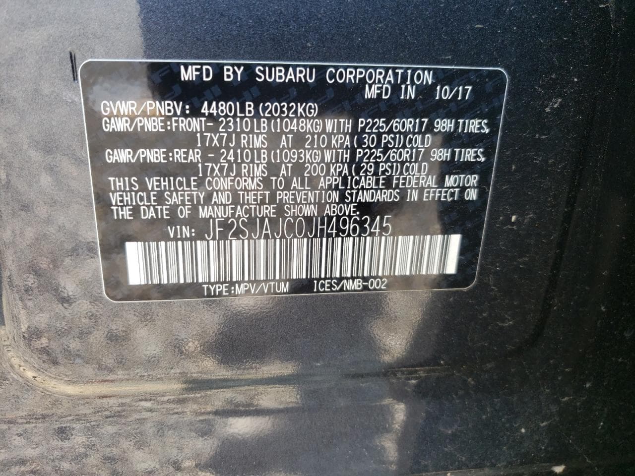 2018 SUBARU FORESTER 2 2.5I LIMITED