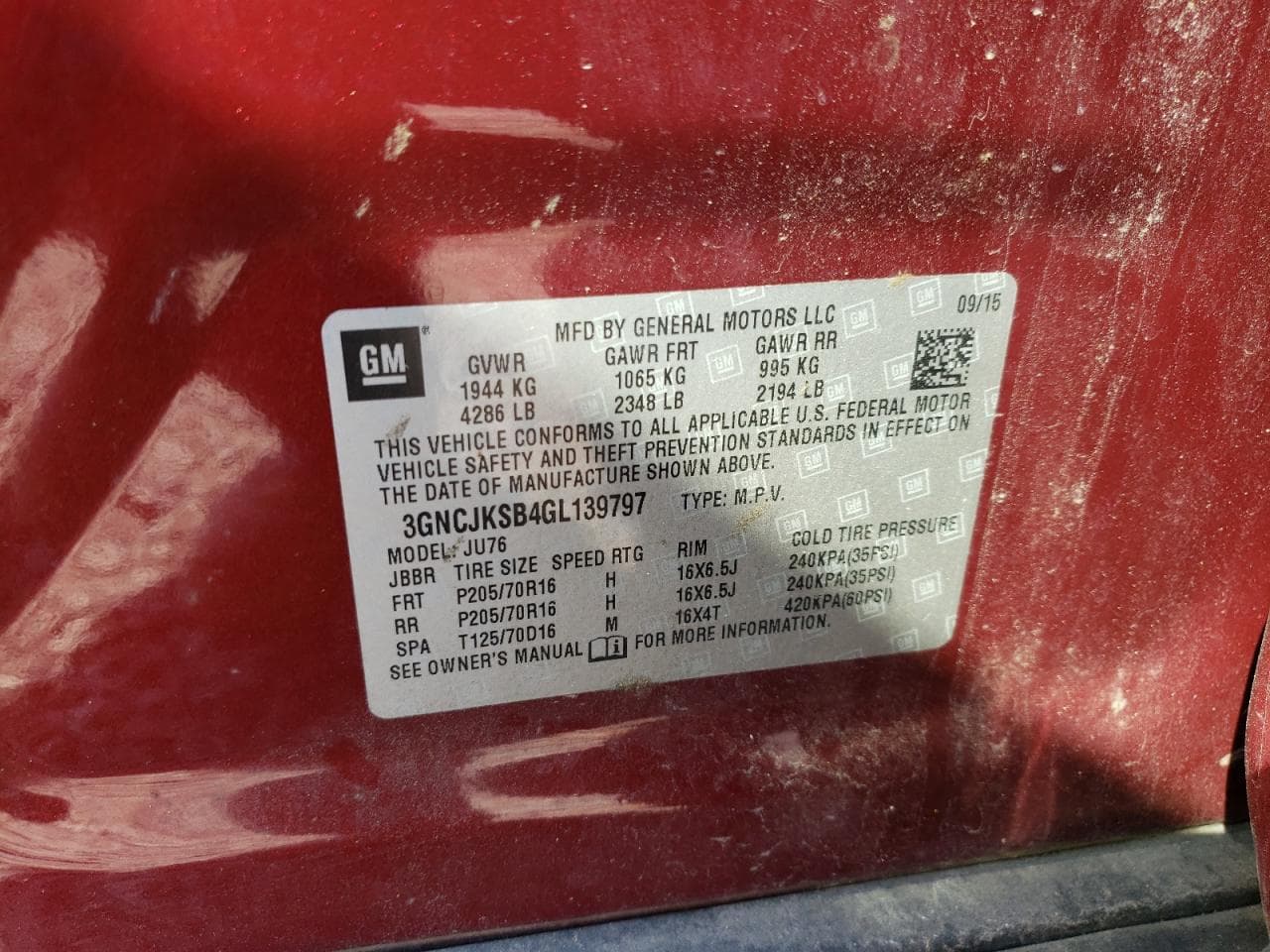 2016 CHEVROLET TRAX LS LS